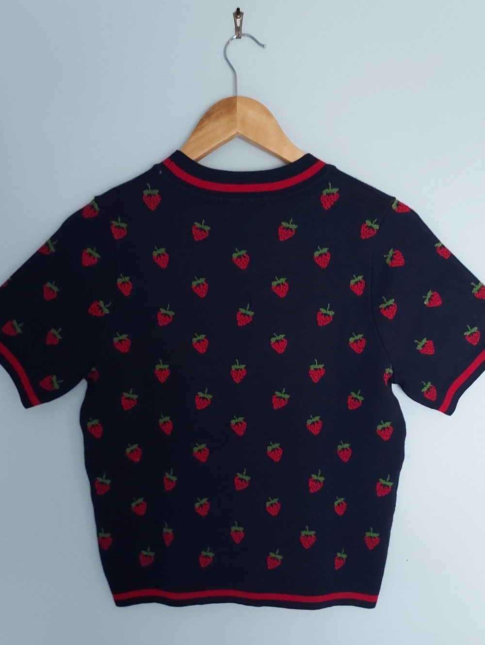 Adrianna Papell Strawberry Motif Short Sleeve Sweater Size Small NEW NWT Retro - Picture 8 of 12